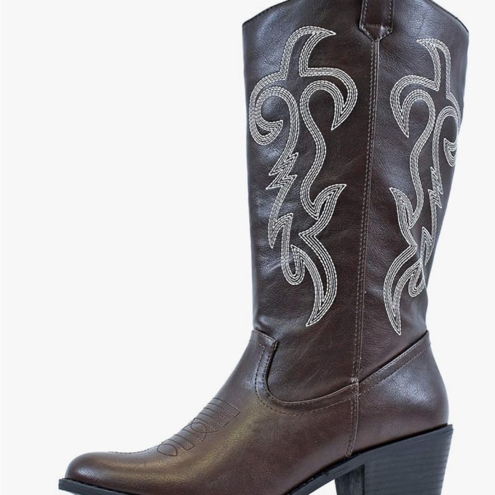Women's Brown Embroidered Western Riding Boots